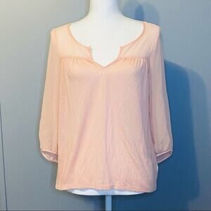 American Eagle 3/4 Sleeve Sheer Pink Top